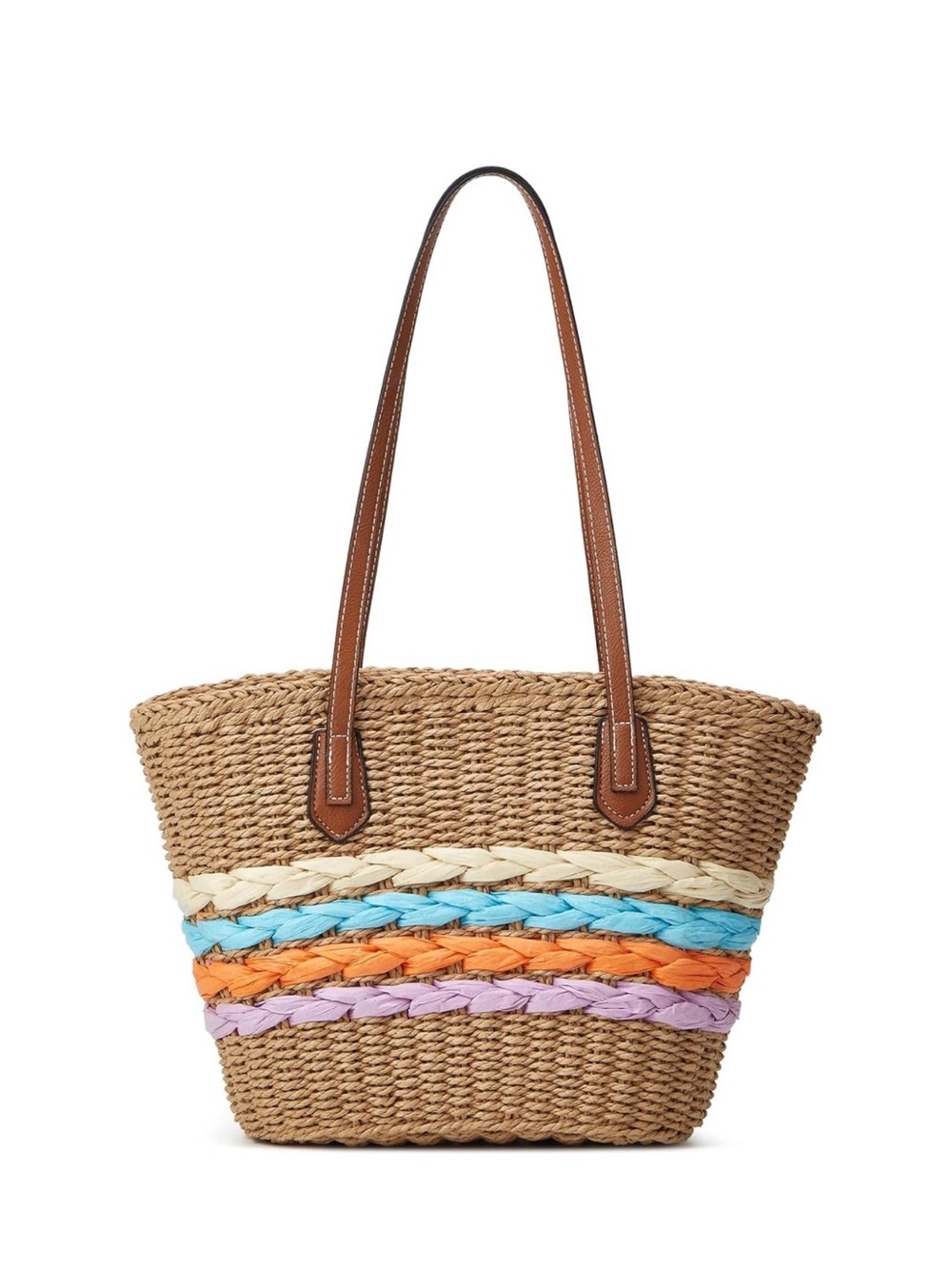 Woven Multicolor Stripe Straw Tote Bag